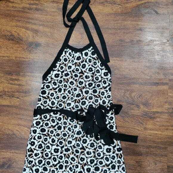 Diane Von Furstenberg Halter Tie Neck Neutral Poppy Sweater Knit Midi Dress M - Picture 5 of 14